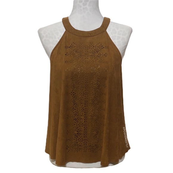 Clover & Scout Tops - Clover & Scout Laser Cut Faux Suede Halter